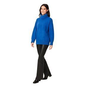 2/$30 ZARA Blue Turtleneck Sweater Small Soft Acrylic Blend Dolman Sleeve Ribbed